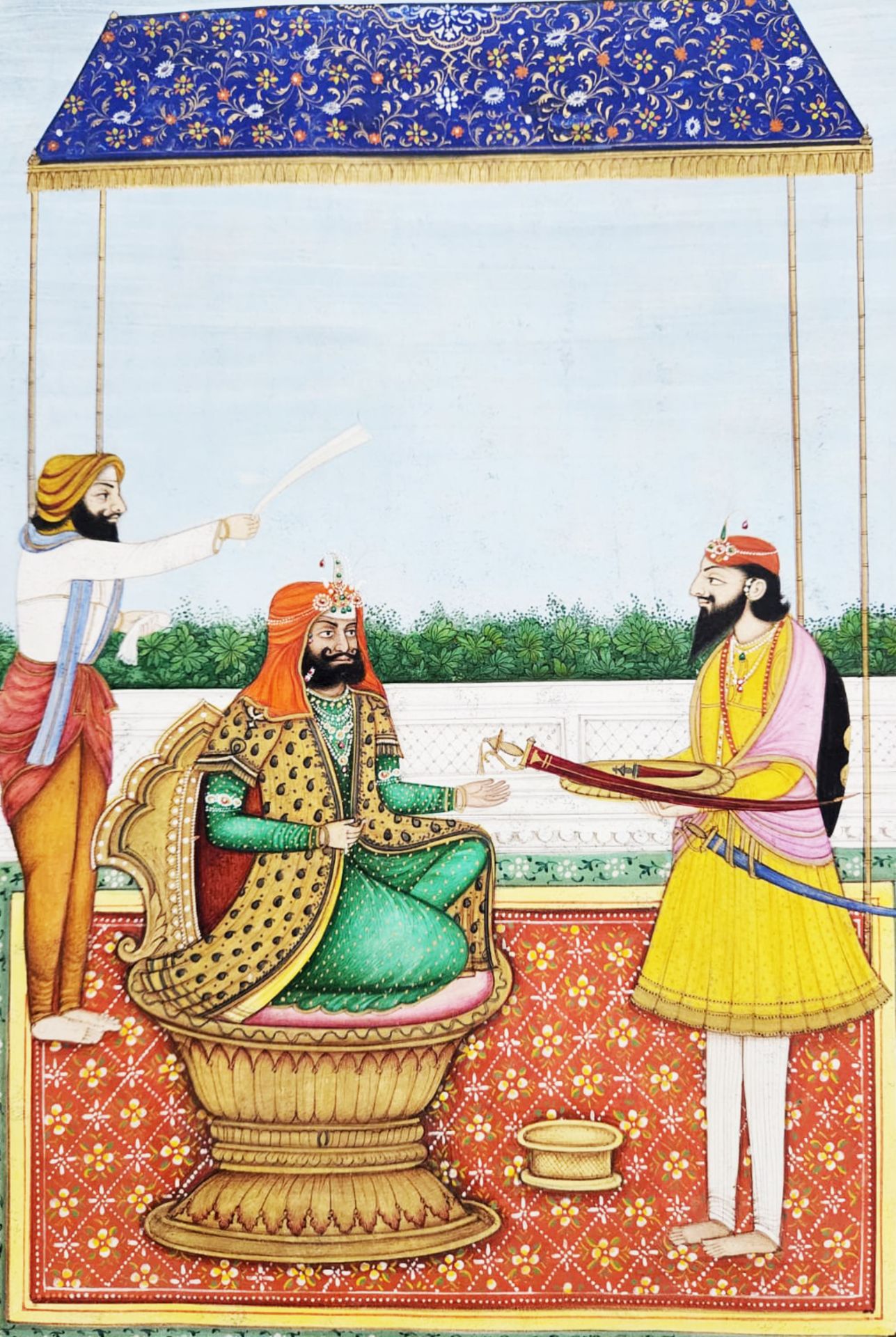 MAHARAJA SHER SINGH RECEIVES A SWORD FROM RAJA DHIAN SINGH. DELHI SCHOOL, CIRCA 19TH CENTURY - Bild 2 aus 4