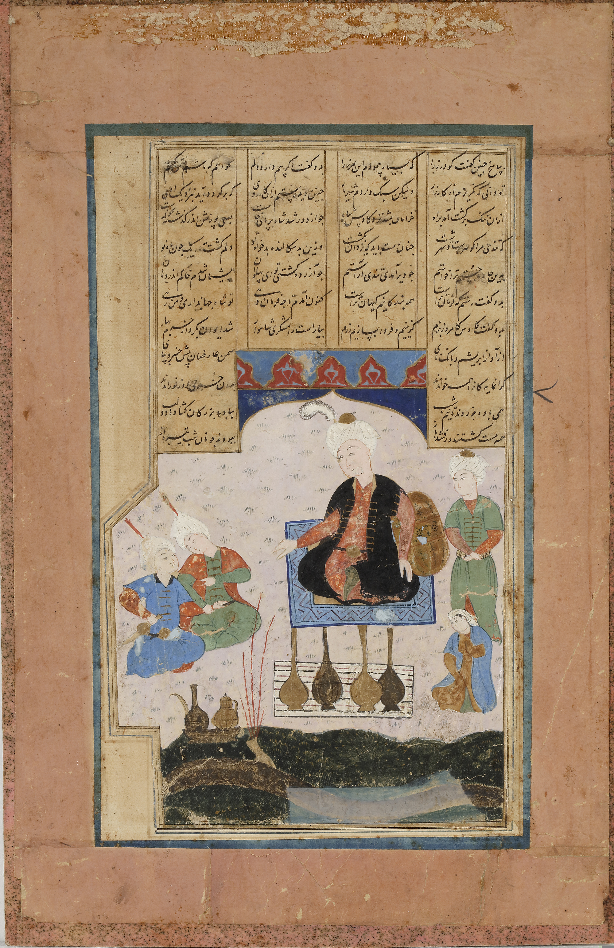 KAY KAVUS, AN ILLUMINATED TEXT LEAF FROM A SHAHNAMEH, PERSIA SAFAVID, 17TH CENTURY - Image 2 of 2