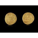 A GHURID GOLD DINAR FROM THE REIGN OF MU'IZZ AL-DIN MUHAMMAD B.SAM (567-602AH/ 1173-1206AD) GHAZNA M