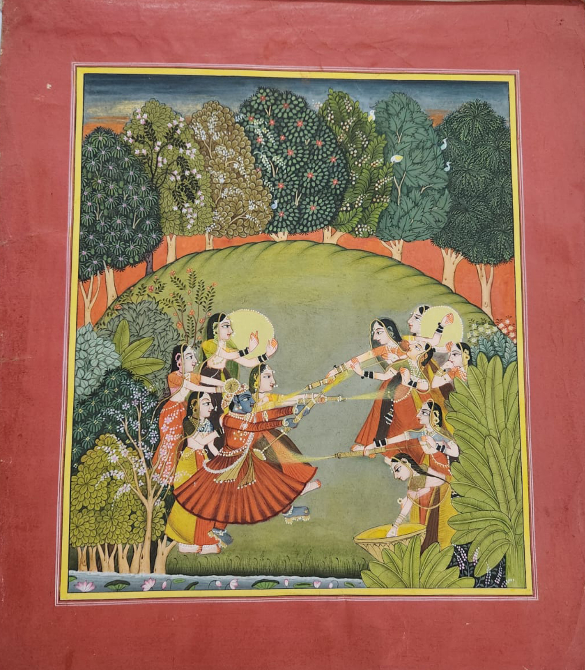 KRISHNA AND RADHA PLAYING HOLI INDIA, BUNDI, CIRCA 1820-1830 - Bild 2 aus 4
