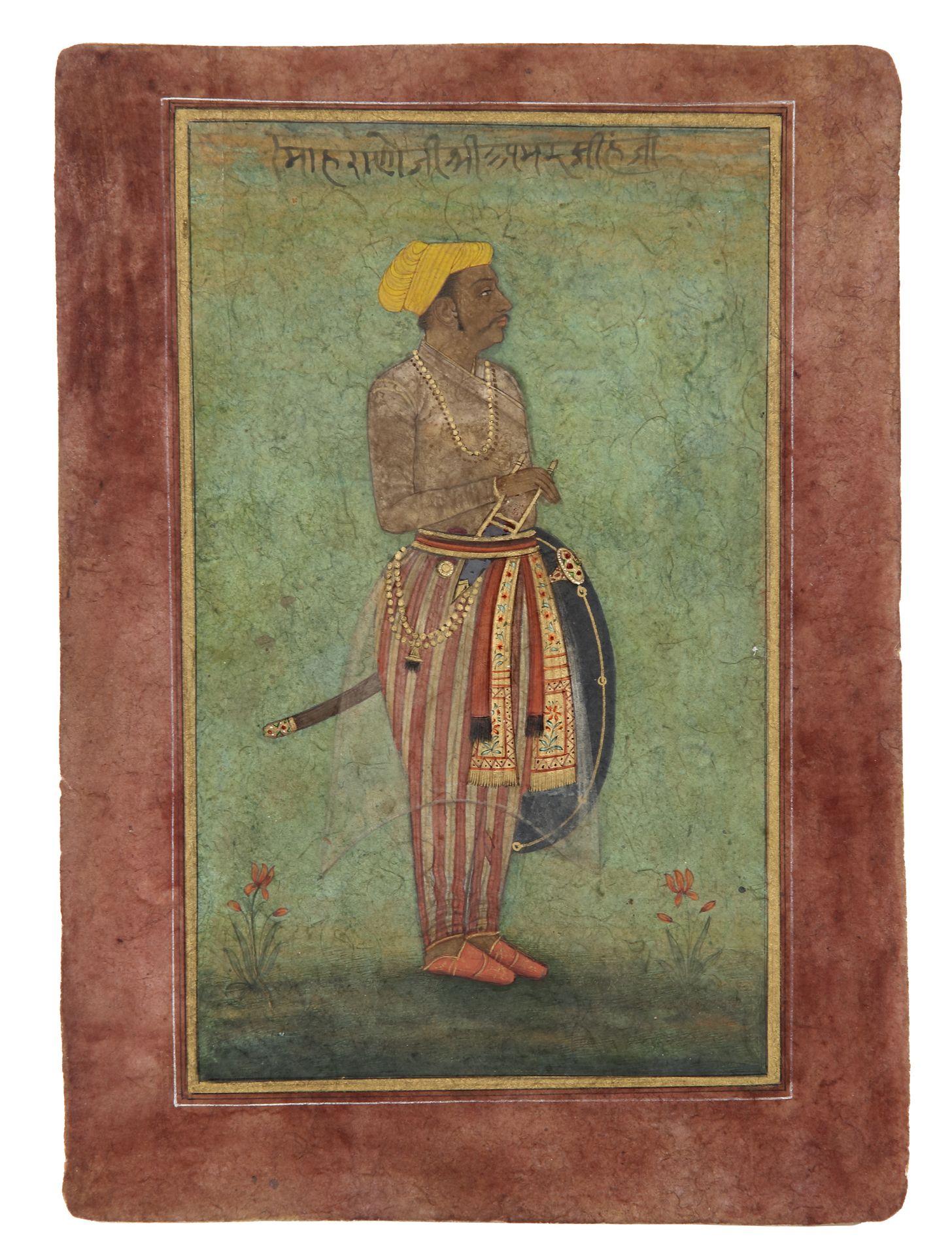 PORTRAIT OF MAHARANA AMAR SINGH OF MEWAR MUGHAL, AMBER, RAJASTHAN, CIRCA 17TH CENTURY - Image 2 of 2