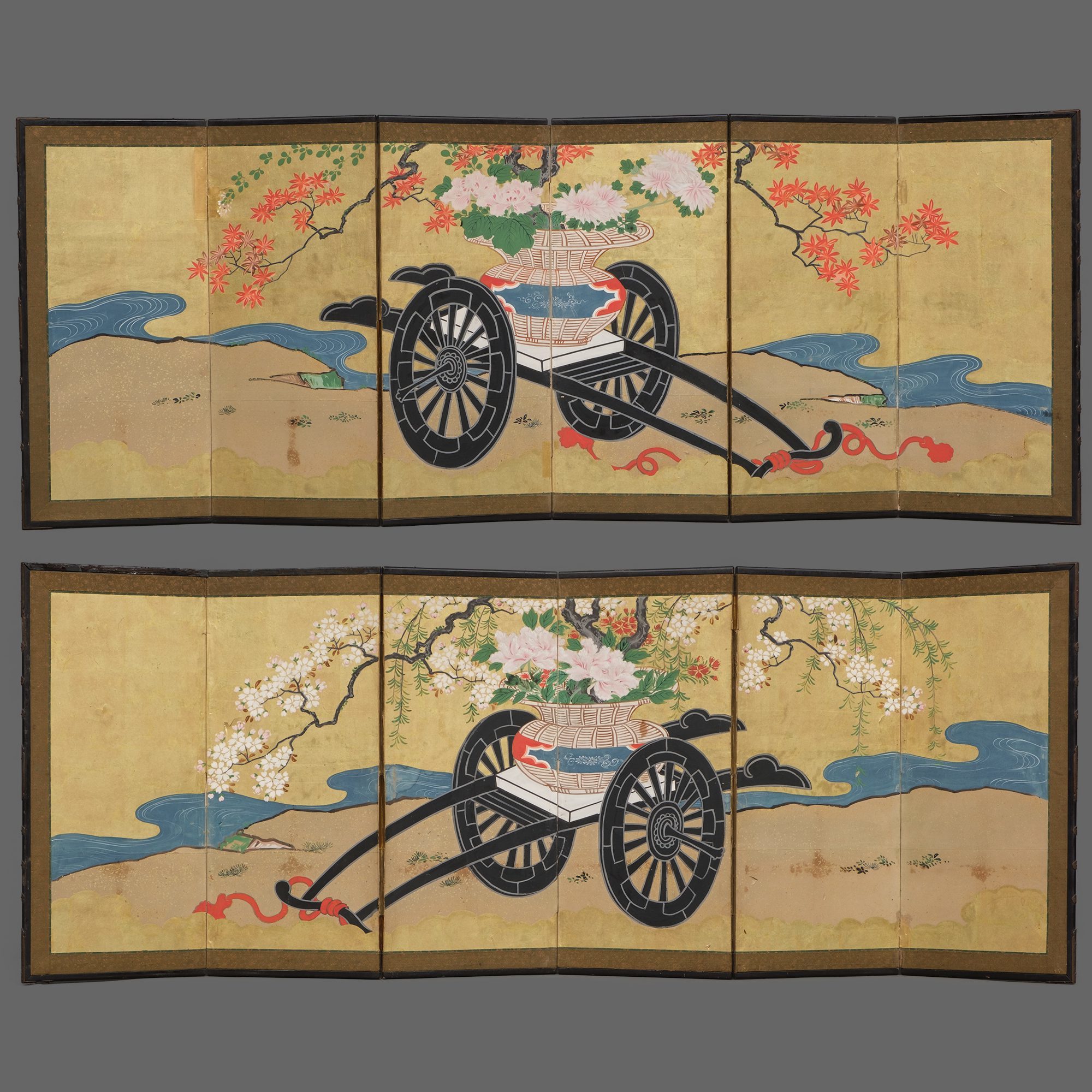 A PAIR OF JAPANESE HINAGATA BYÔBU (DOLL FESTIVAL FOLDING SCREENS), 1820 - Image 3 of 19