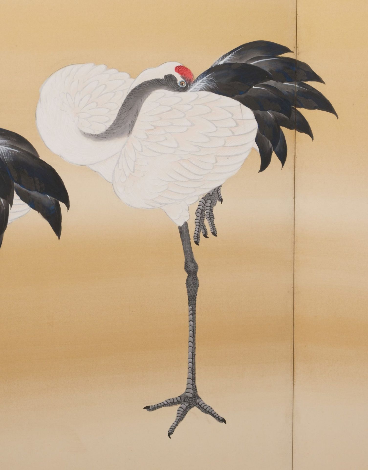 A JAPANESE MID-SIZE 6-PANEL RINPA STYLE BYÔBU (FOLDING SCREEN) WITH CRANES, FIRST HALF 20TH CENTURY - Image 4 of 13