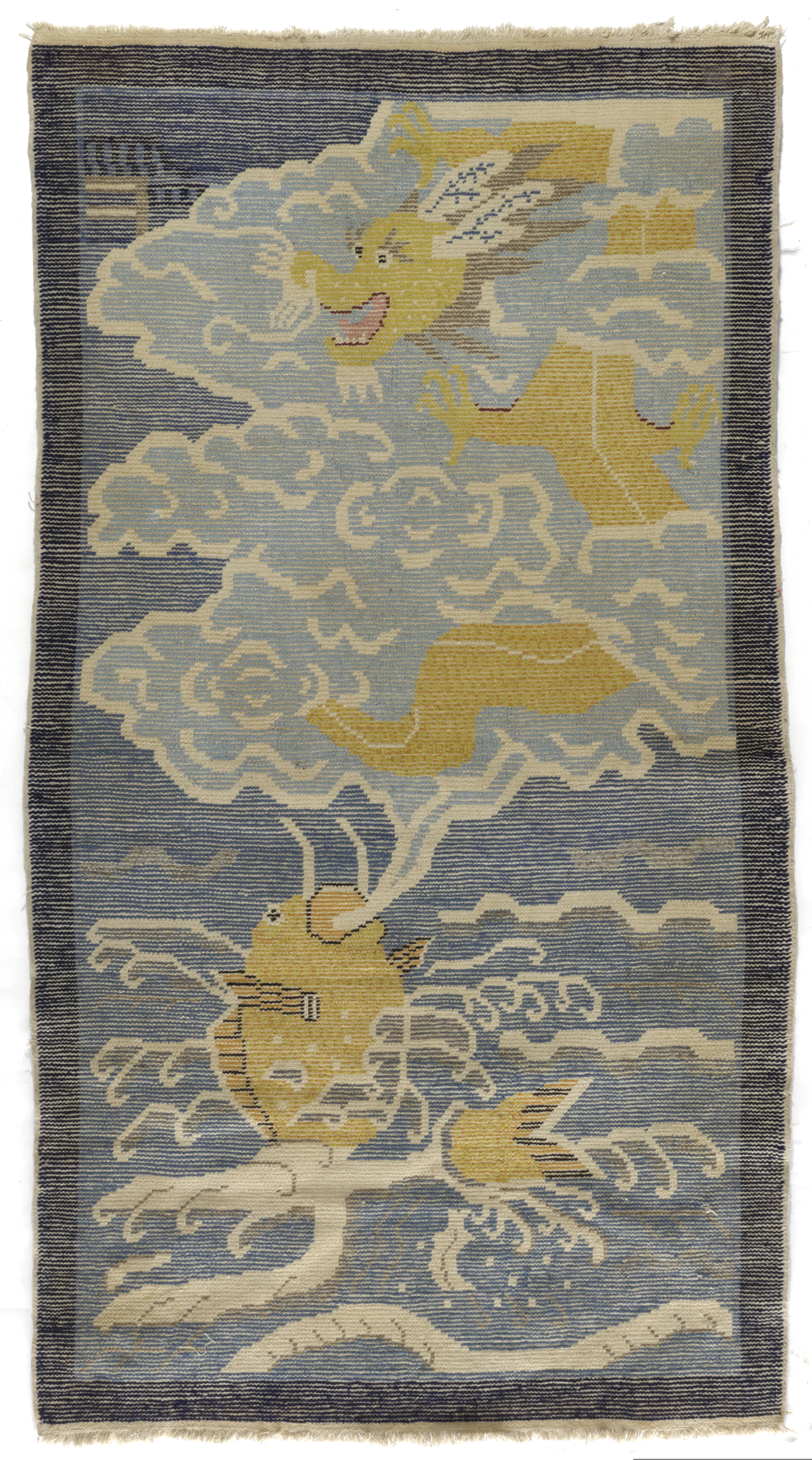 A CHINESE DRAGON AND FISH RUG, 20TH CENTURY - Image 2 of 2