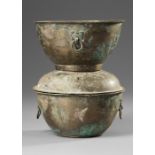 A CHINESE 3 PARTS STEAMER, HAN DYNASTY (206 BC-220 AD)