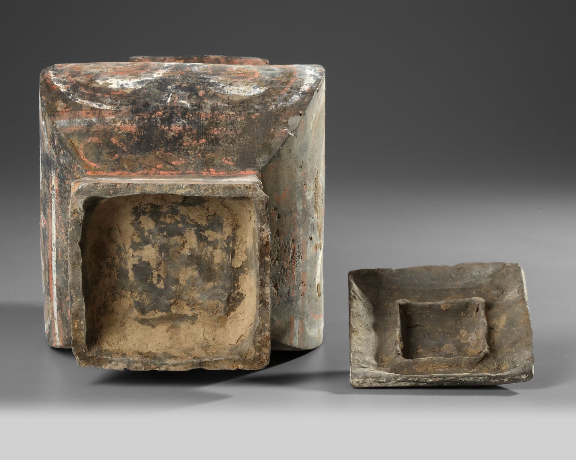 A PAIR OF CHINESE POTTERY 'FANG HU' VASES, HAN DYNASTY (206 BC-220 AD) - Image 10 of 15
