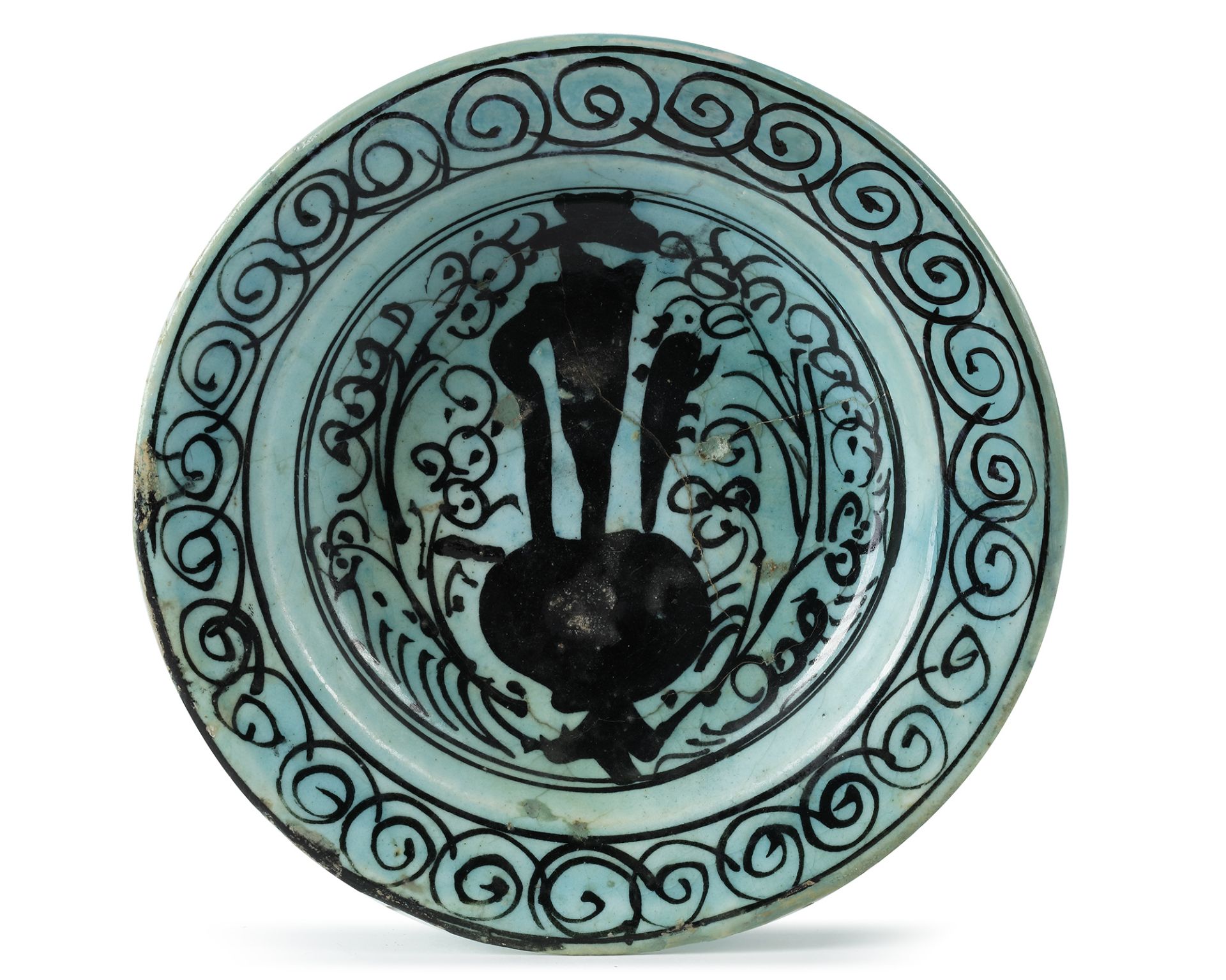 A DAMASCUS POTTERY DISH, OTTOMAN PROVINCES, SECOND HALF 16TH CENTURY