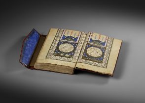 A FINE OTTOMAN QURAN, TURKEY, WRITTEN BY OMAR AL-FAWRABI STUDENT OF OMAR RUSHDI, DATED 1273 AH/1856