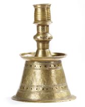 AN EARLY OTTOMAN CAST BRASS CANDLESTICK, TURKEY, CIRCA 1500