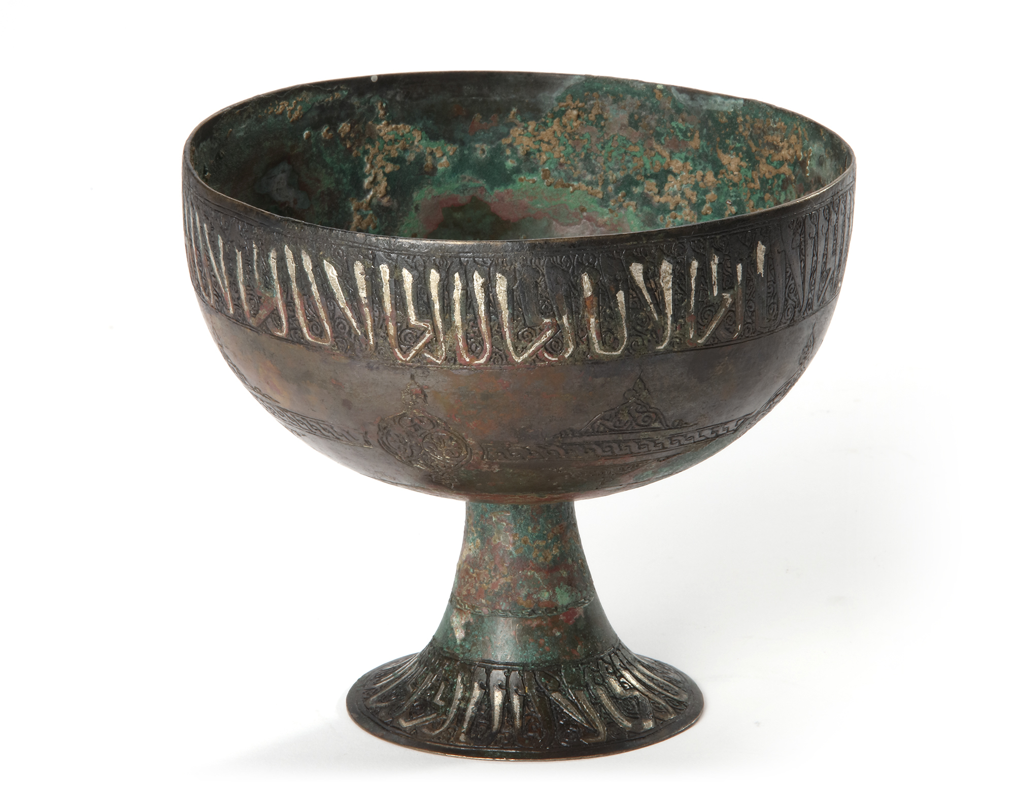A SILVER-INLAID BRONZE FOOTED BOWL, PERSIA KHORASSAN, 12TH-13TH CENTURY - Image 4 of 6