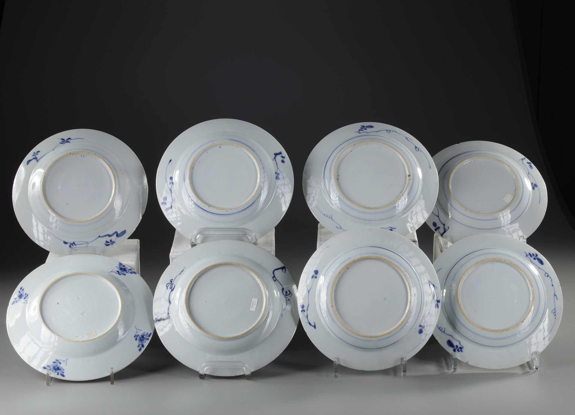EIGHT CHINESE BLUE AND WHITE 'CUCKOO IN THE HOUSE' DISHES, 18TH CENTURY - Image 2 of 2
