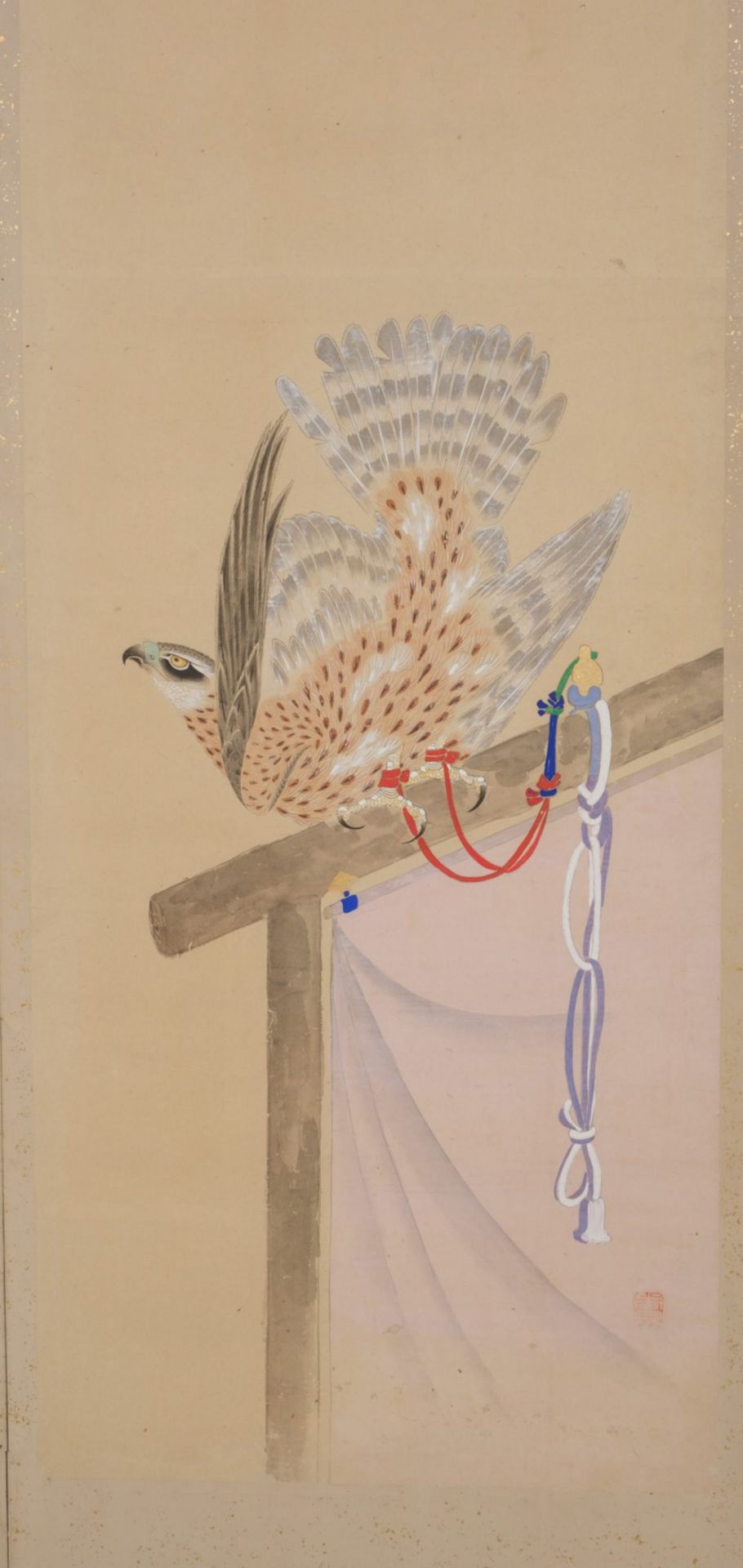 A LARGE JAPANESE SIX-PANEL SCREEN WITH HAWKS, FIRST HALF 19TH CENTURY (LATE EDO PERIOD) - Bild 3 aus 11