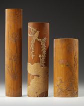 THREE CHINESE BAMBOO WRIST RESTS, 19TH-20TH CENTURY