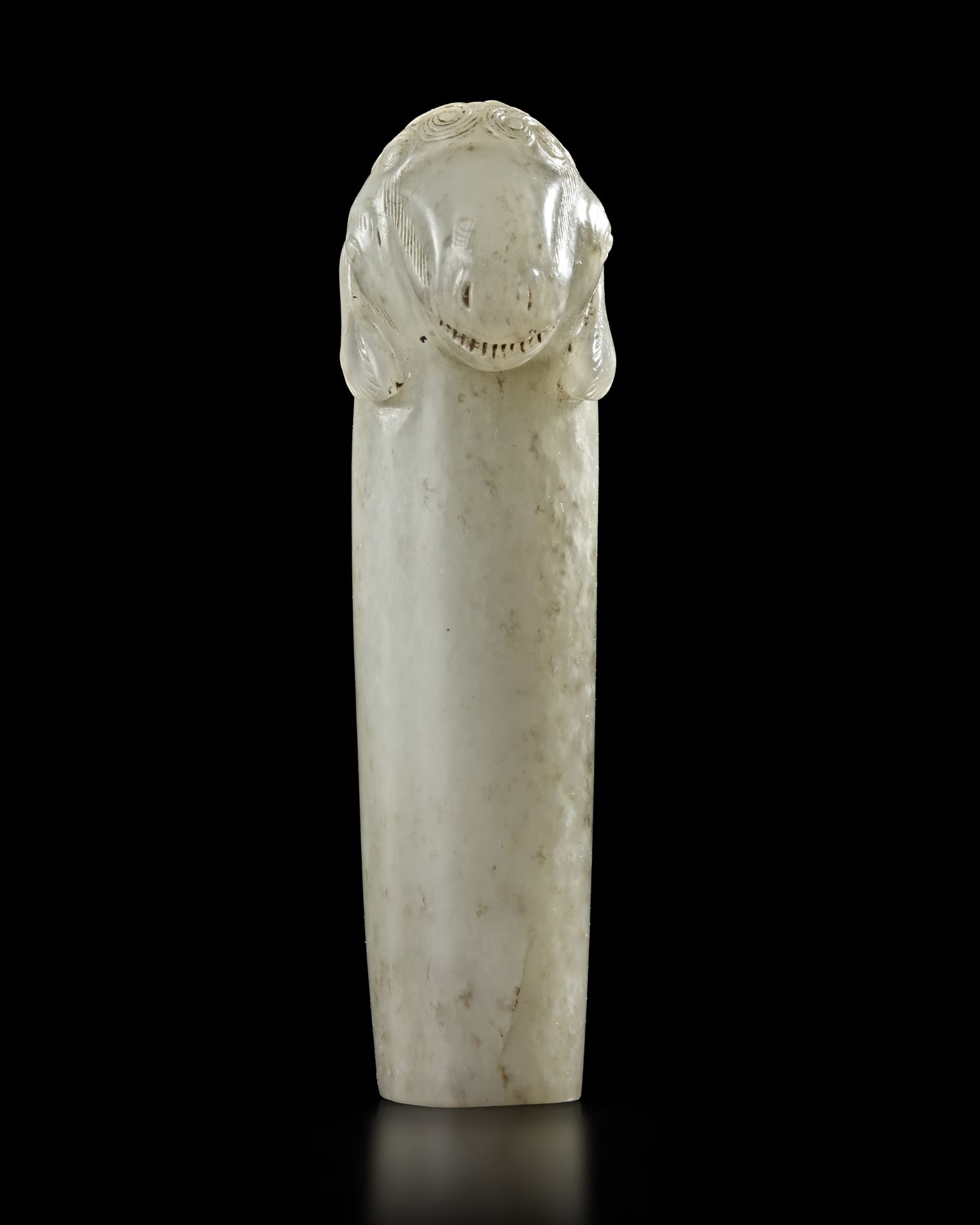 A FINE MUGHAL JADE RAM'S-HEAD DAGGER'S HILT, 19TH CENTURY - Bild 3 aus 10