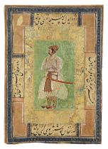PORTRAIT OF MAHARAJA BHIM KANWAR, ATTRIBUTABLE TO NANHA, MUGHAL, AMBER, RAJASTHAN, CIRCA 17TH CENTUR