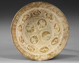 A KASHAN POTTERY BOWL, CENTRAL PERSIA, 12TH-13TH CENTURY
