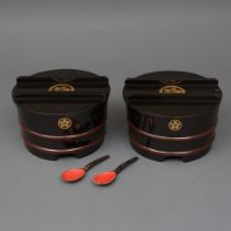 TWO JAPANESE LACQUERED RICE CONTAINERS, MEIJI PERIOD (1868-1912)