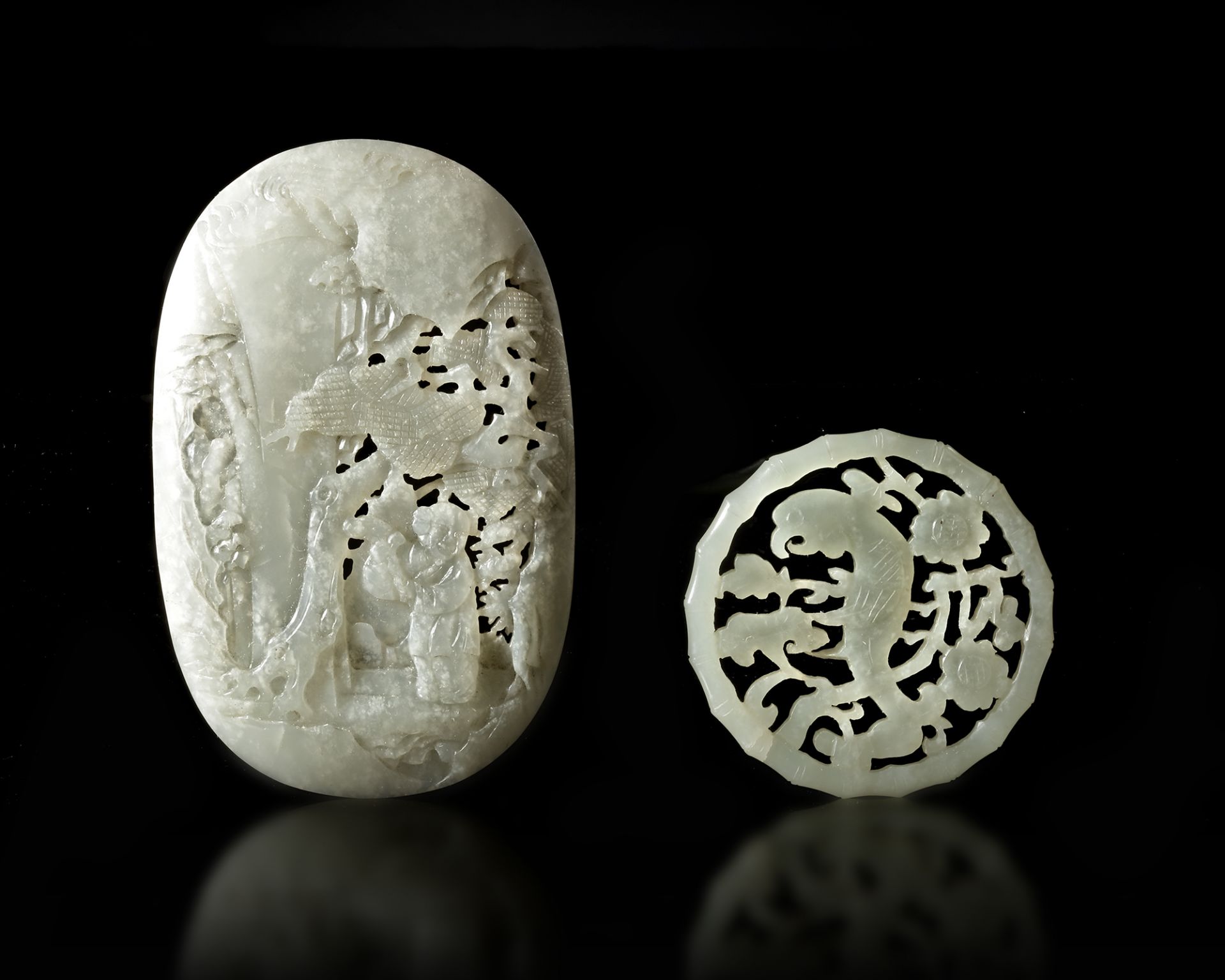 TWO CHINESE JADE CARVINGS, QING DYNASTY (1644-1911)
