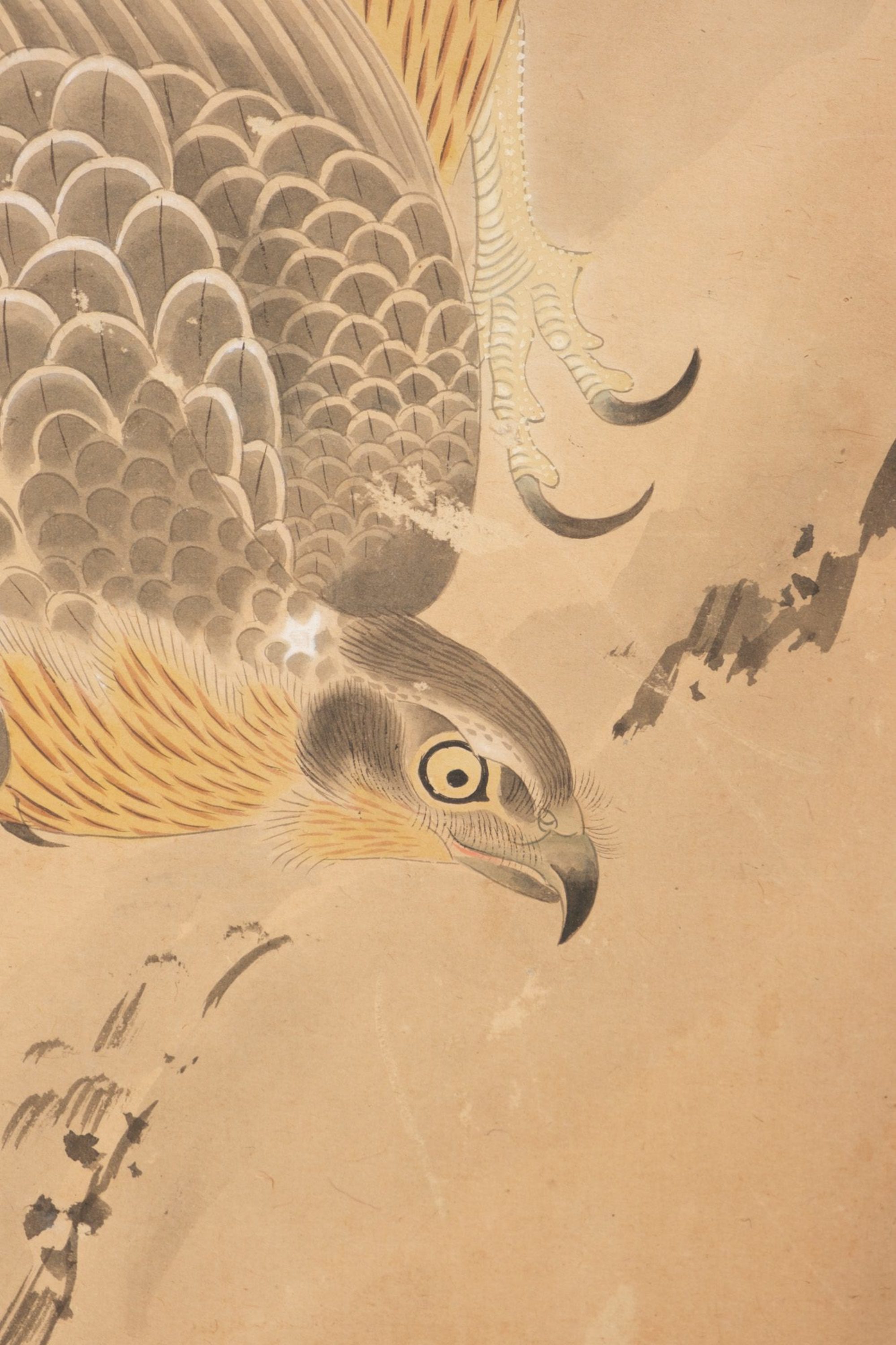 A LARGE JAPANESE SIX-PANEL SCREEN WITH HAWKS, FIRST HALF 19TH CENTURY (LATE EDO PERIOD) - Image 9 of 15