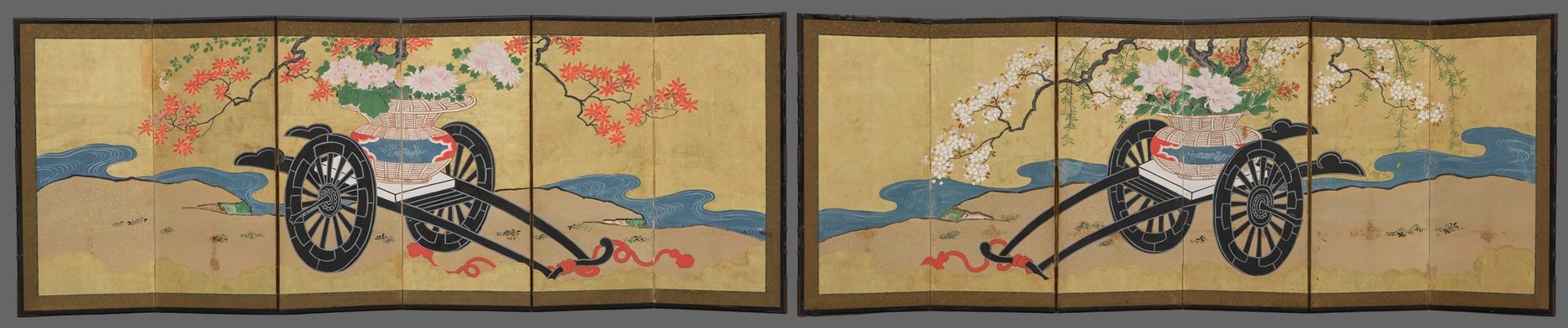 A PAIR OF JAPANESE HINAGATA BYÔBU (DOLL FESTIVAL FOLDING SCREENS), 1820 - Image 2 of 19
