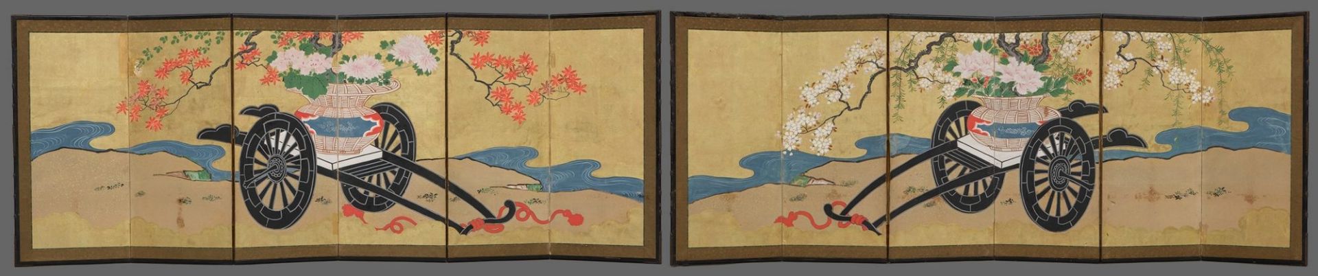 A PAIR OF JAPANESE HINAGATA BYÔBU (DOLL FESTIVAL FOLDING SCREENS), 1820 - Bild 2 aus 19