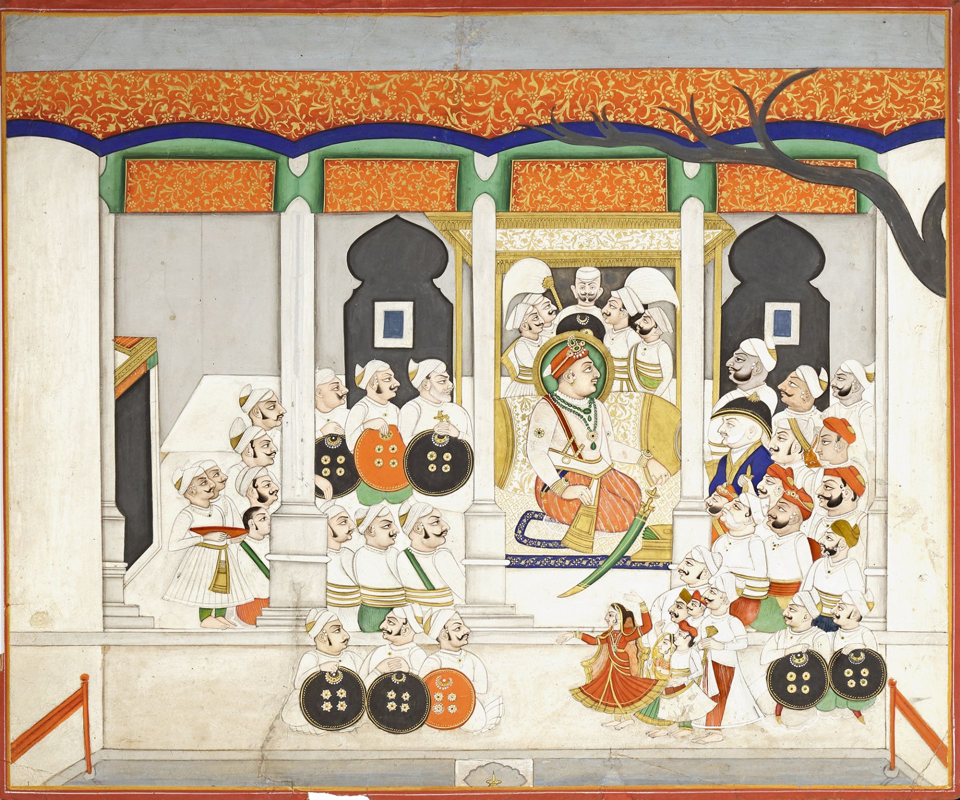 MAHARAJA OF KOTAH HOLDING A DURBAR, KOTAH NORTH INDIA, RAJASTHAN, LATE 19TH CENTURY - Bild 2 aus 2