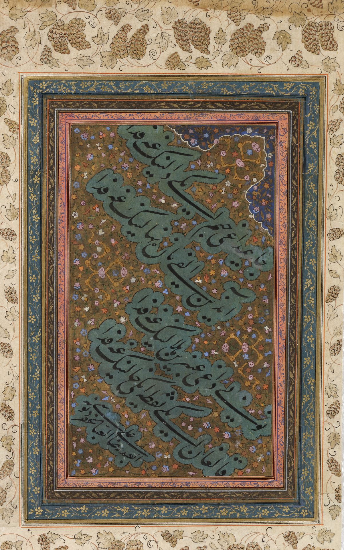 A NASTA'LIQ QUATRAIN SIGNED 'ALI REZA ABBASI, SAFAVID, LATE 16TH CENTURY - Image 3 of 4