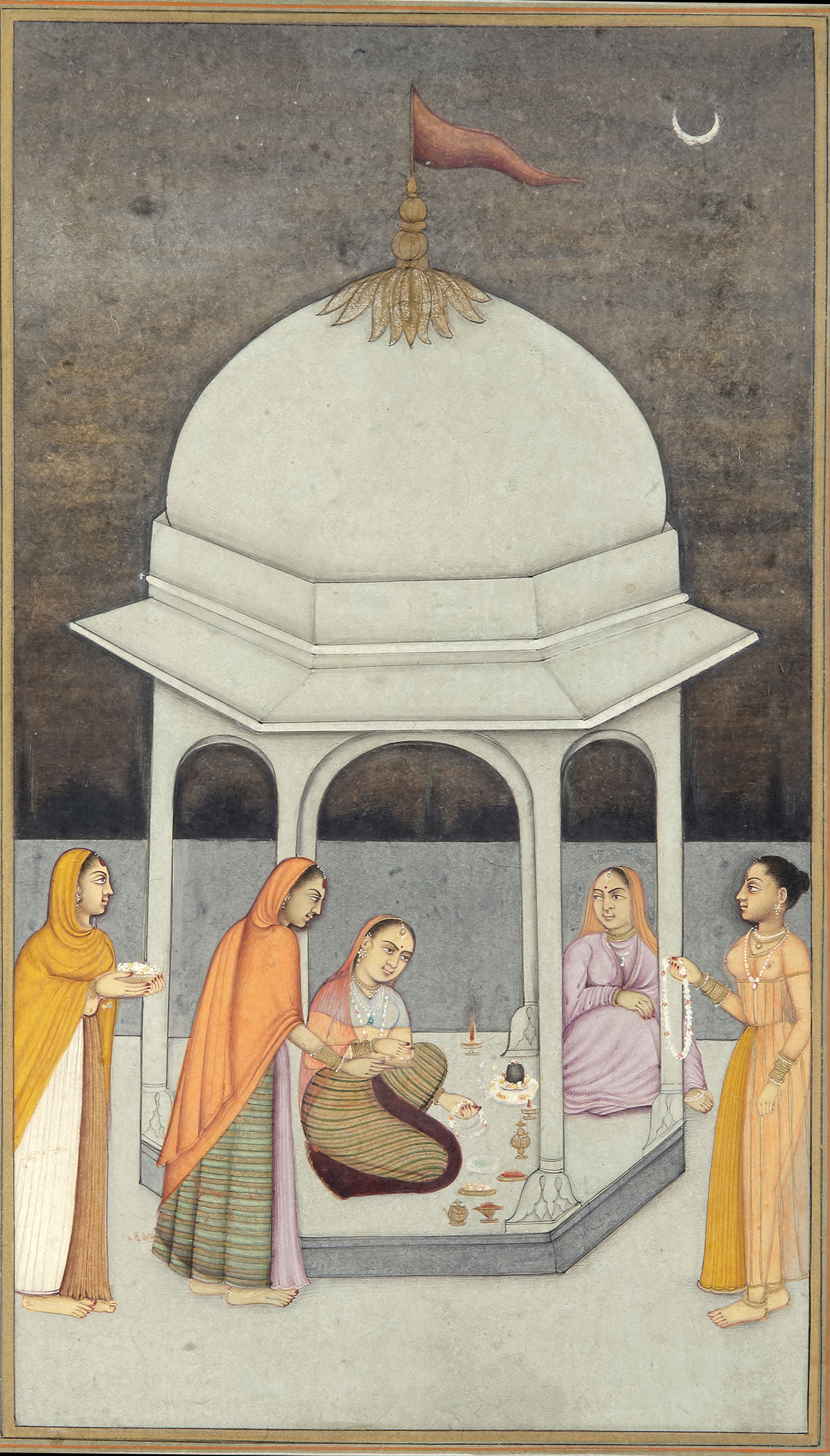 LADIES VISITING A SHRINE AT NIGHT UNDER A CANOPY, BIKANER, RAJASTHAN, NORTH INDIA, CIRCA 1780 - Image 2 of 4