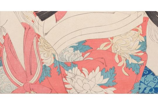 KABUKI ACTOR WOODBLOCK PRINT ??? (YAKUSHA-E) BY TOSHIHIDE MIGATA ????, JAPAN, MEIJI 26 (1893) - Bild 5 aus 6