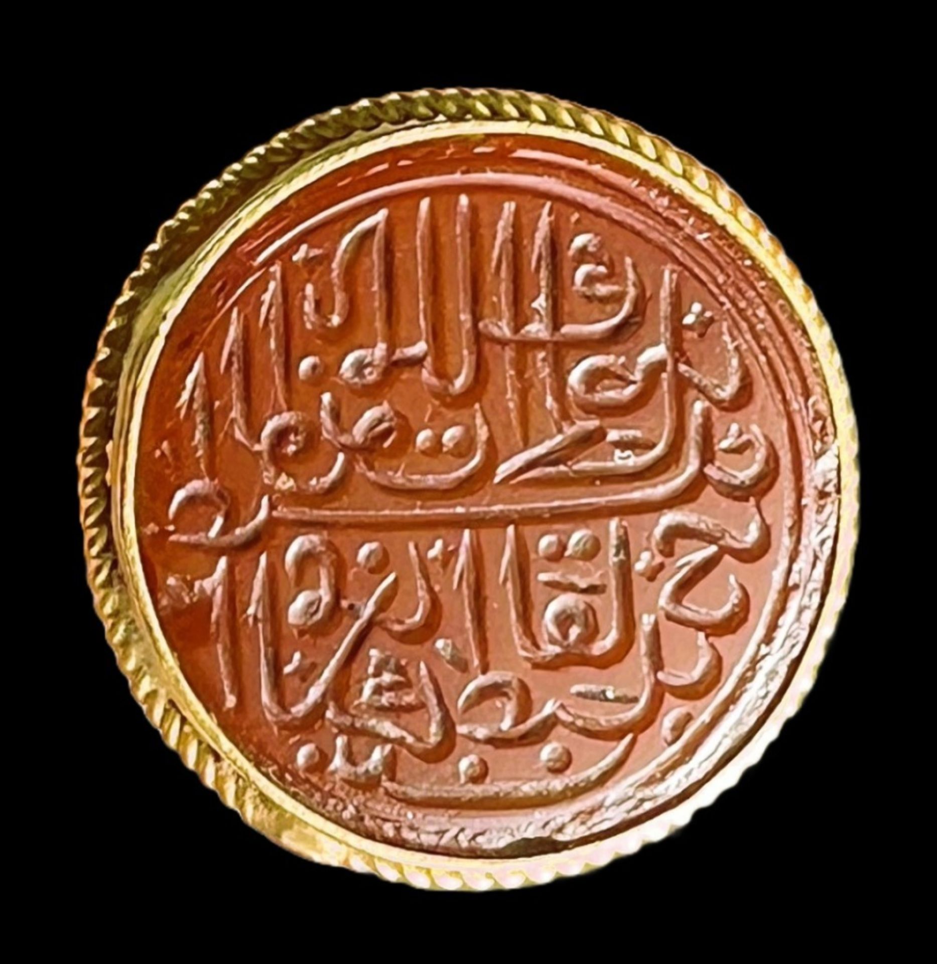 24K Gold ring with red stone and Arabic poetry - Image 6 of 9