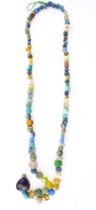 Necklace of multi coloured beads of Venetian glass