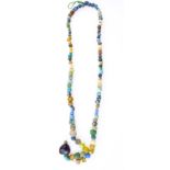 Necklace of multi coloured beads of Venetian glass