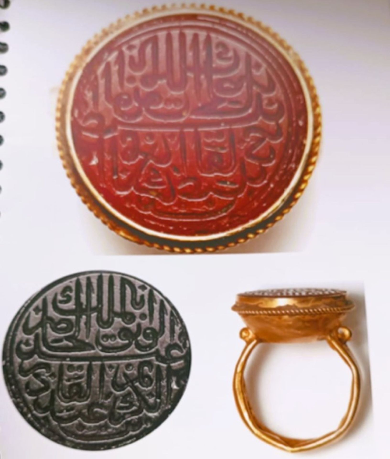 24K Gold ring with red stone and Arabic poetry - Image 2 of 9