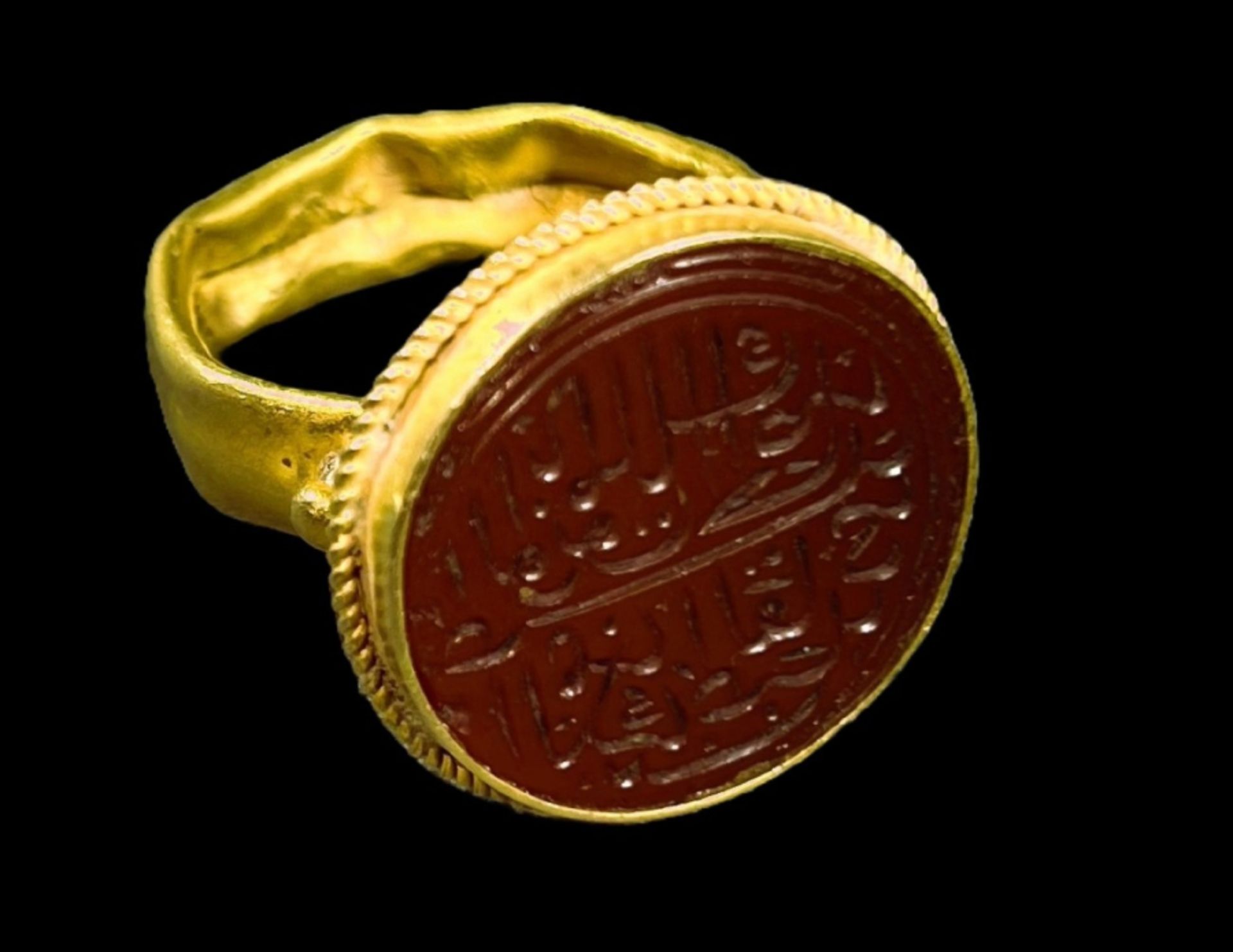 24K Gold ring with red stone and Arabic poetry - Image 7 of 9