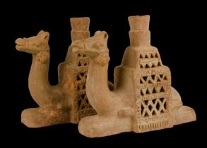 A set of 19th century terracotta camels