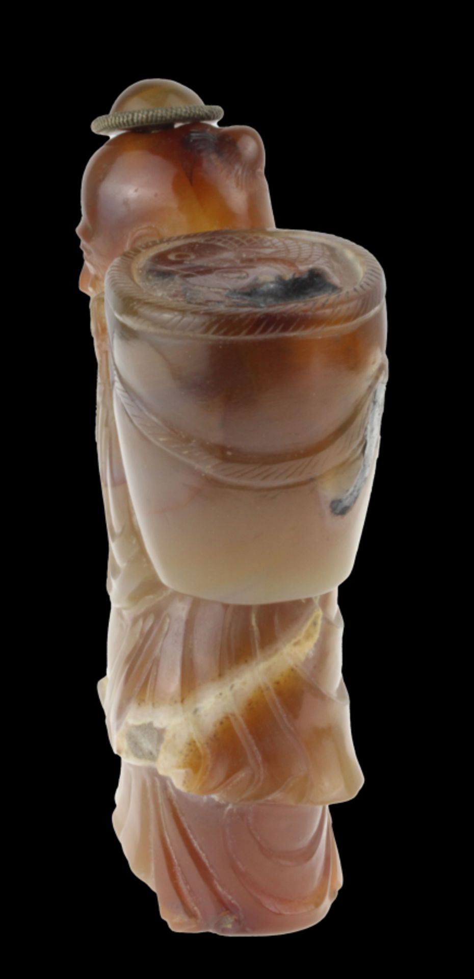 Red-brown jade snuff bottle in the form of a Chinese man - Bild 4 aus 5