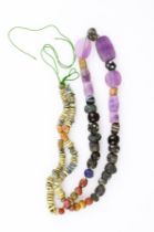 Necklace of multi coloured beads of Venetian glass