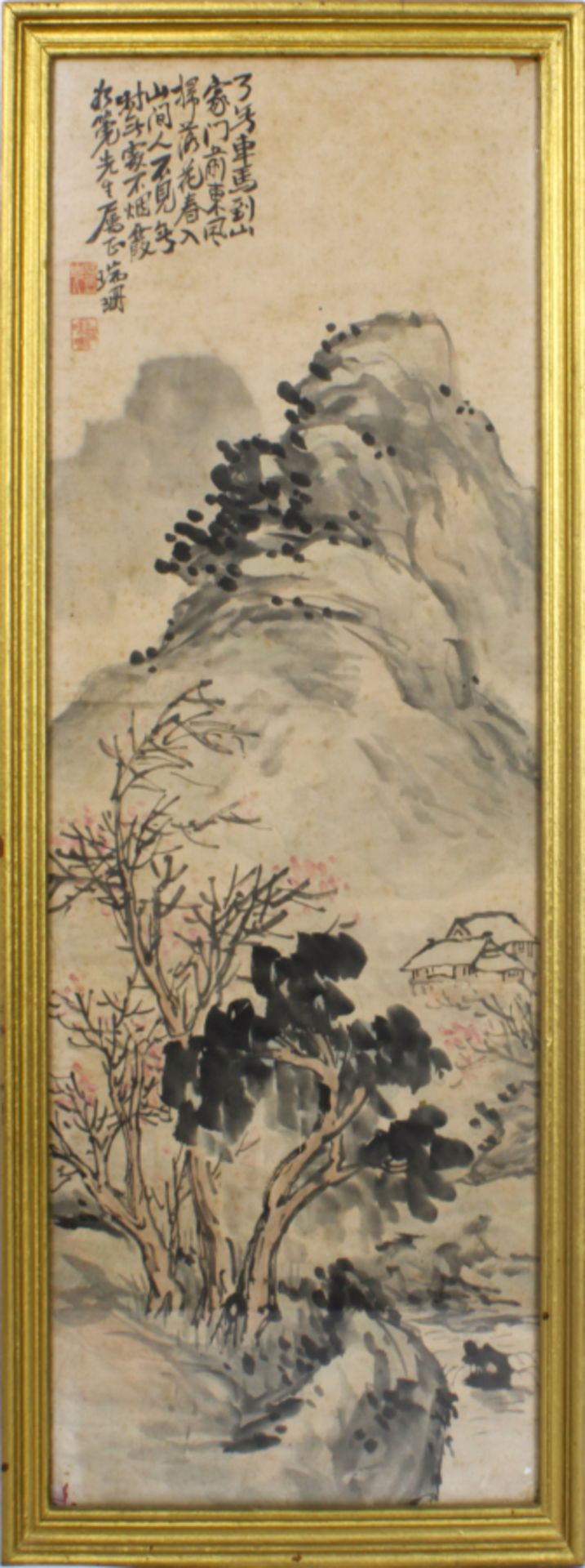 Chinese triptych painting - Image 10 of 12