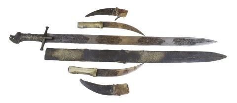 19th century Sword with two knives