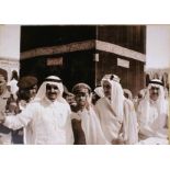 A photograph of king Faycal at the Kaaba