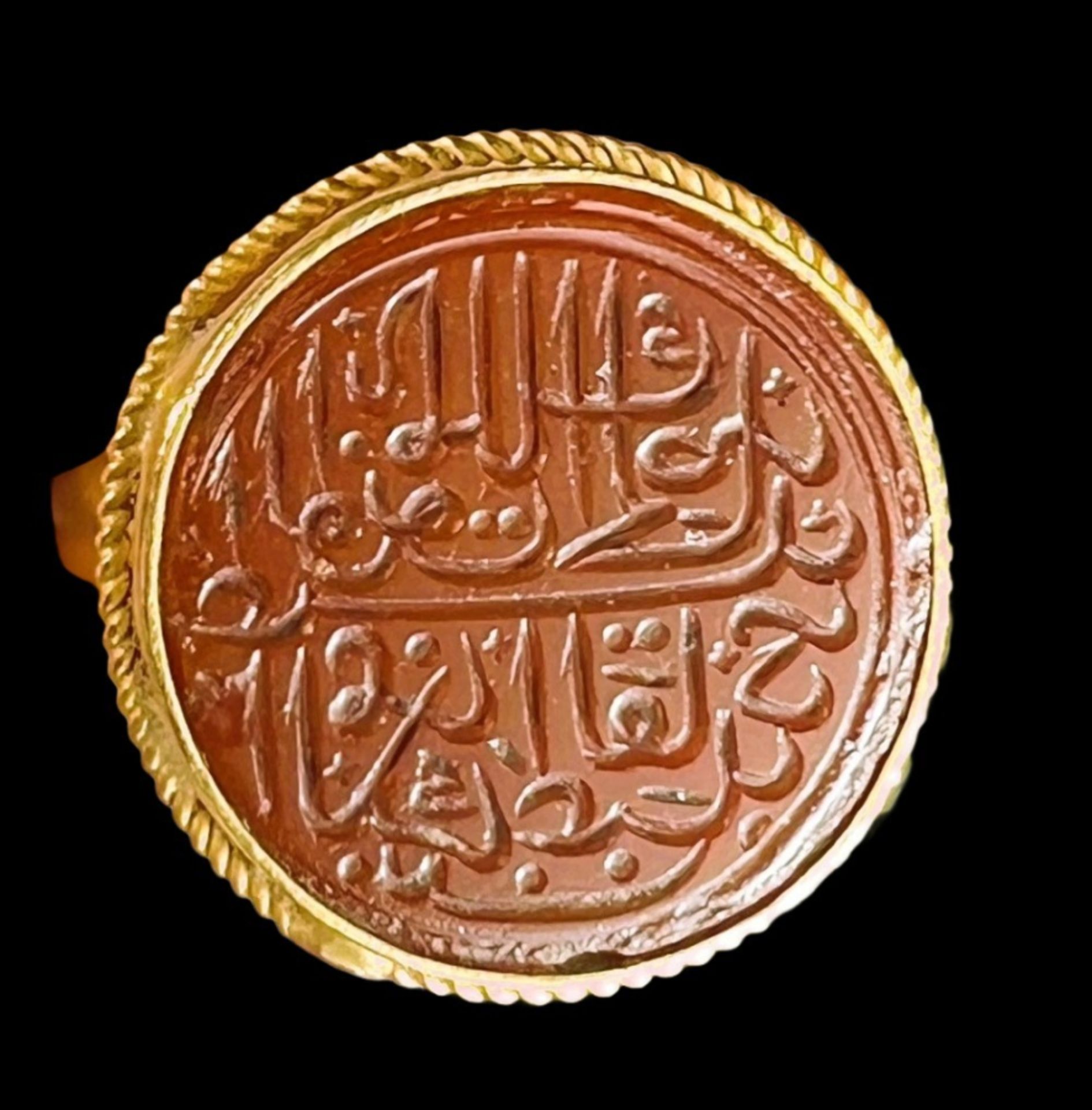 24K Gold ring with red stone and Arabic poetry - Image 5 of 9