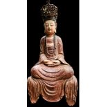 18th century wooden statue of siting figure 