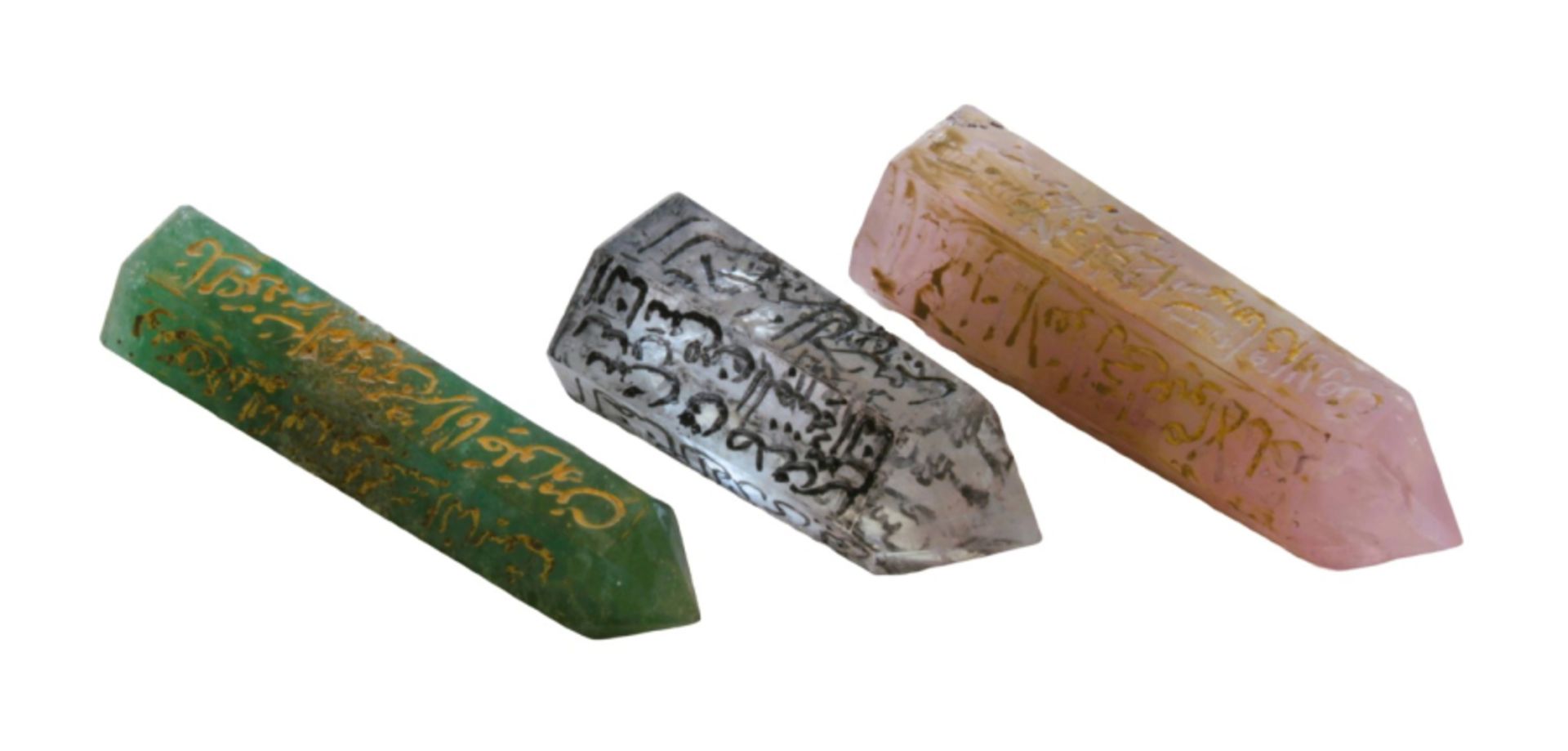 Three Najaf crystals with Islamic engravings - Image 2 of 8
