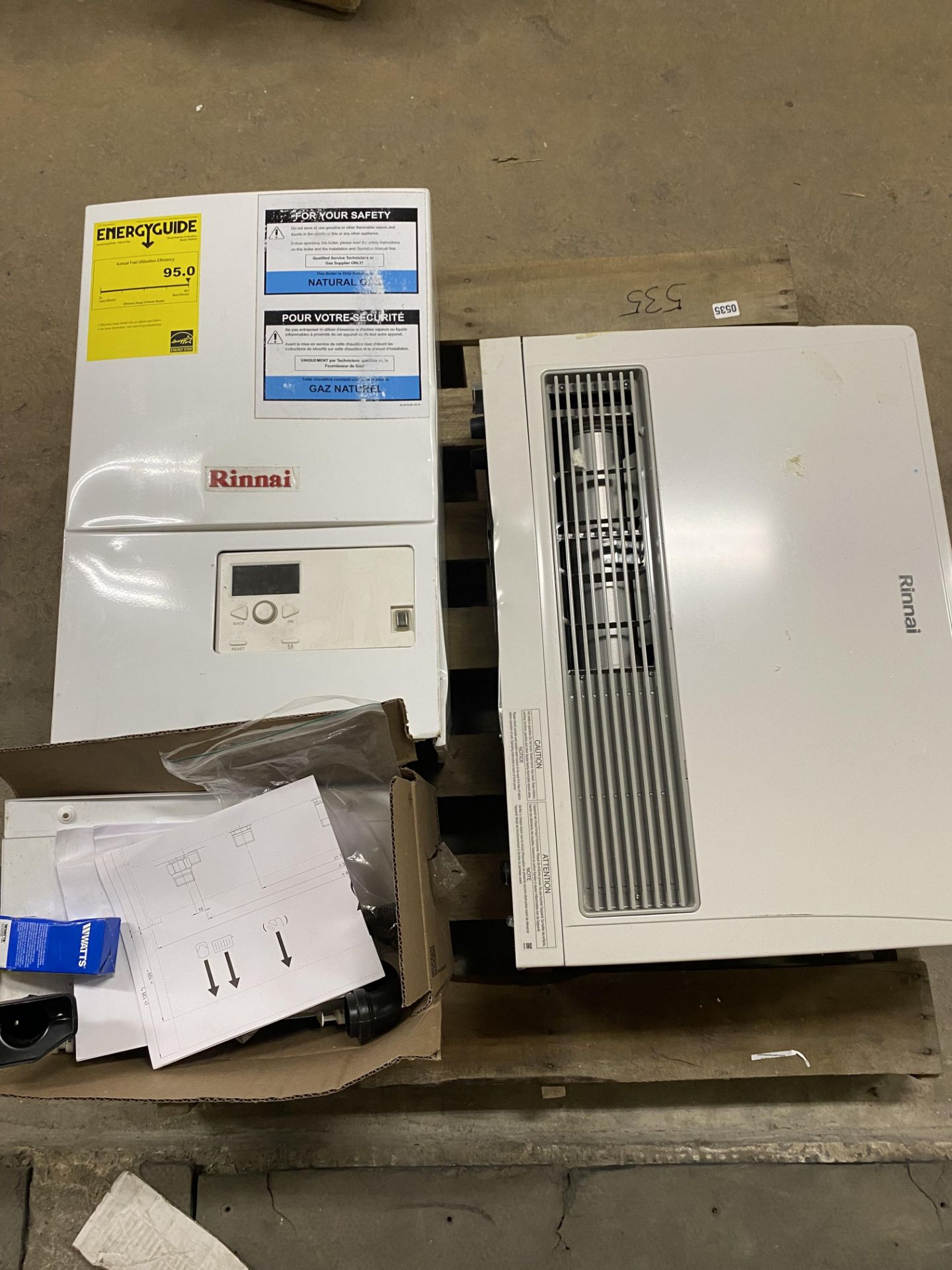 Skid Lot of Misc Rinnai Tankless Water Heaters