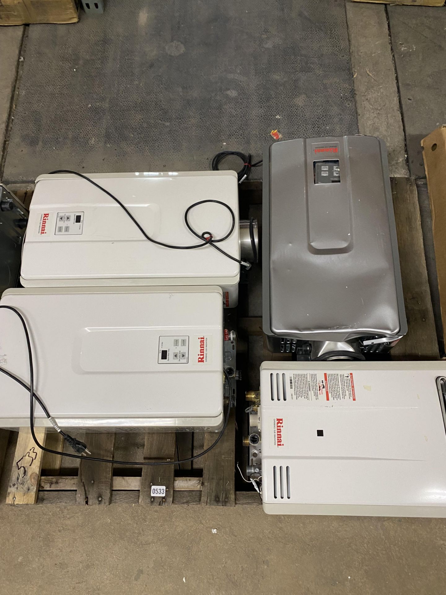 Skid Lot of Misc Rinnai Tankless Water Heaters