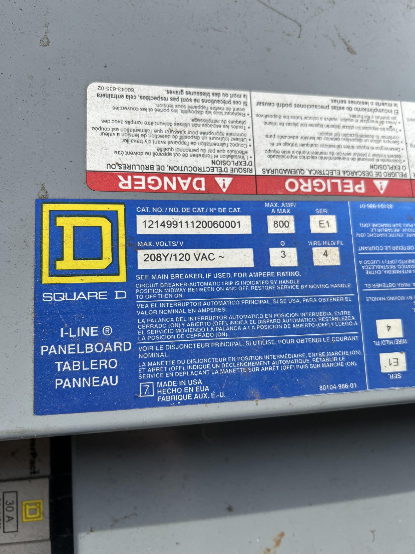 Square D I-Line Panelboard, 800 Amp, 3 Phase - Image 2 of 3