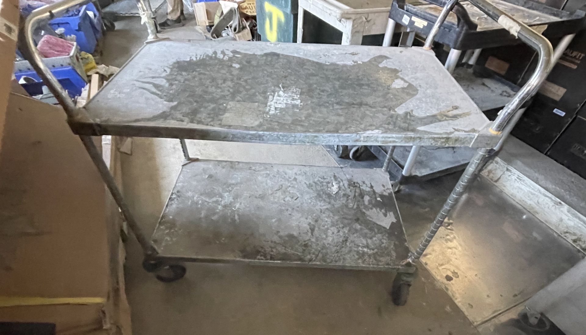 Metal Rolling Service Cart, 2 Shelves