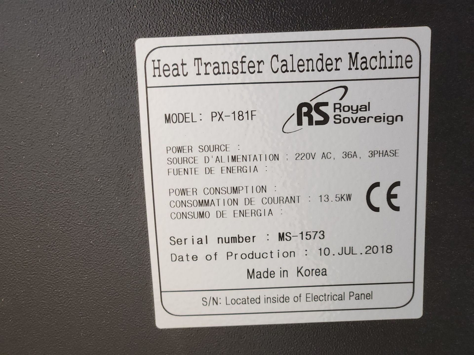 Royal Sovereign Heat Transfer Calendar Machine - Image 9 of 9