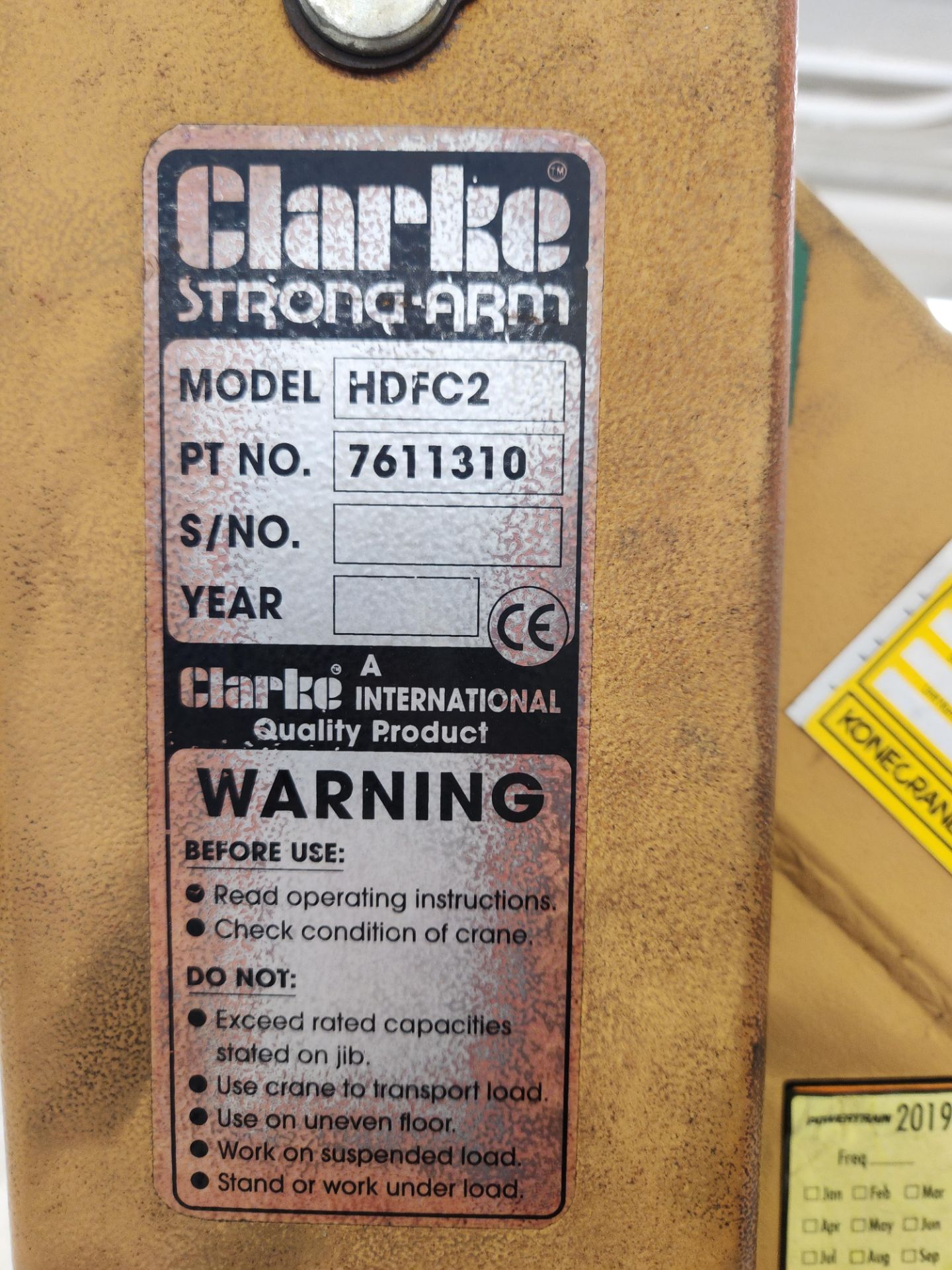 Clarke Strong-Arm Hydraulic Folding Crane - Image 2 of 2