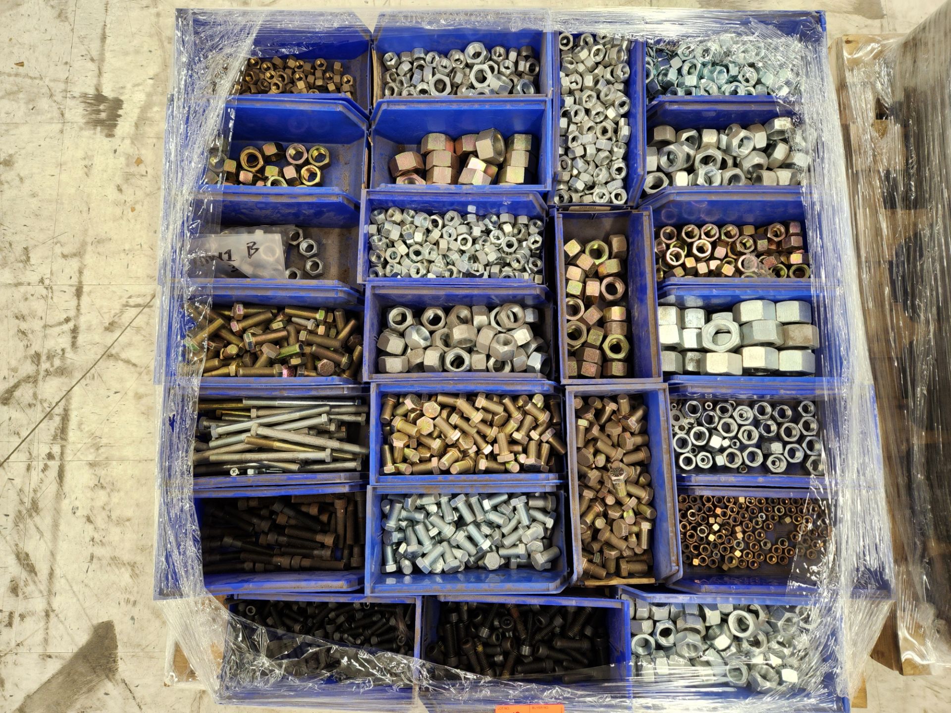 Skid Lot - (24) Bins of Assorted Nuts & Bolts